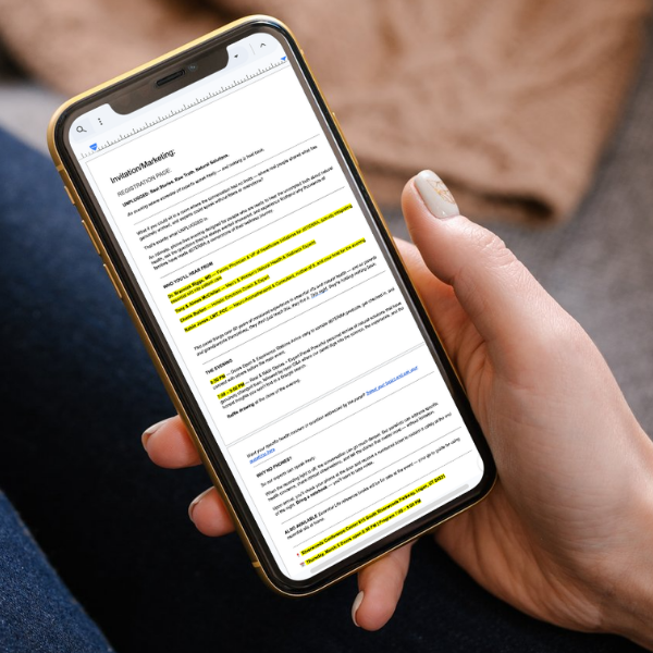 Invitations and Email Copy for Marketing